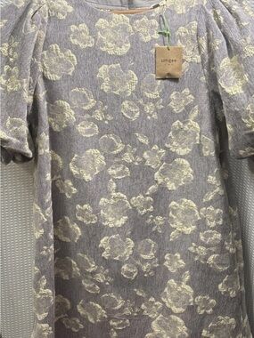 NWT Women’s Umgee Rose Jacquard Puff Sleeve Sheath Mini Dress Sz Small